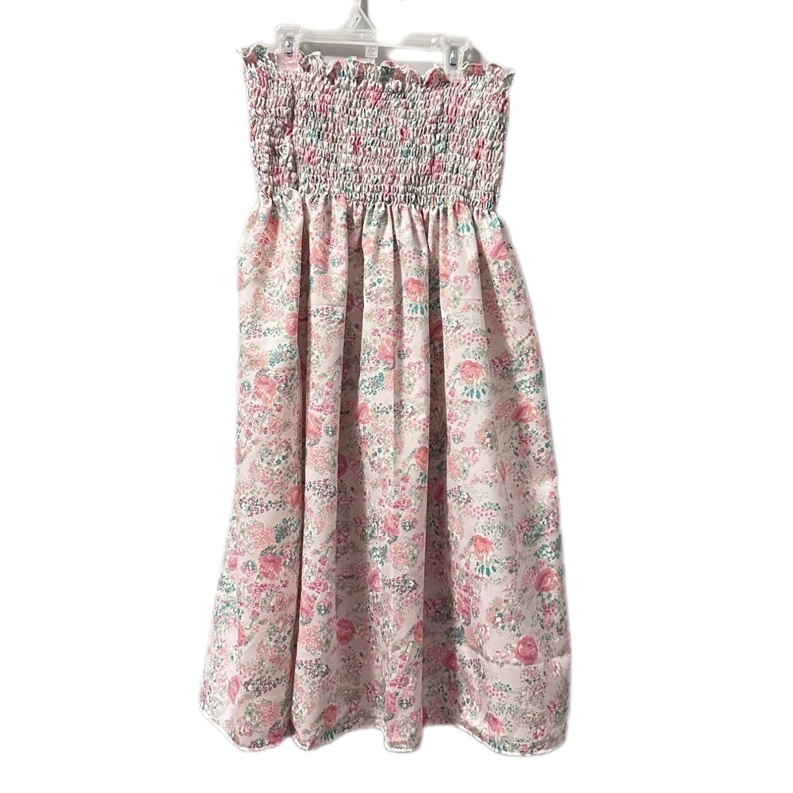 Pink Smocked Dress Flowers Handmade